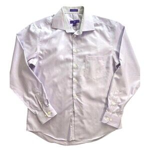 Egara Purple Button-Up Stripe Flip Cuff Cotton Shirt Slim Fit LARGE 16-16.5